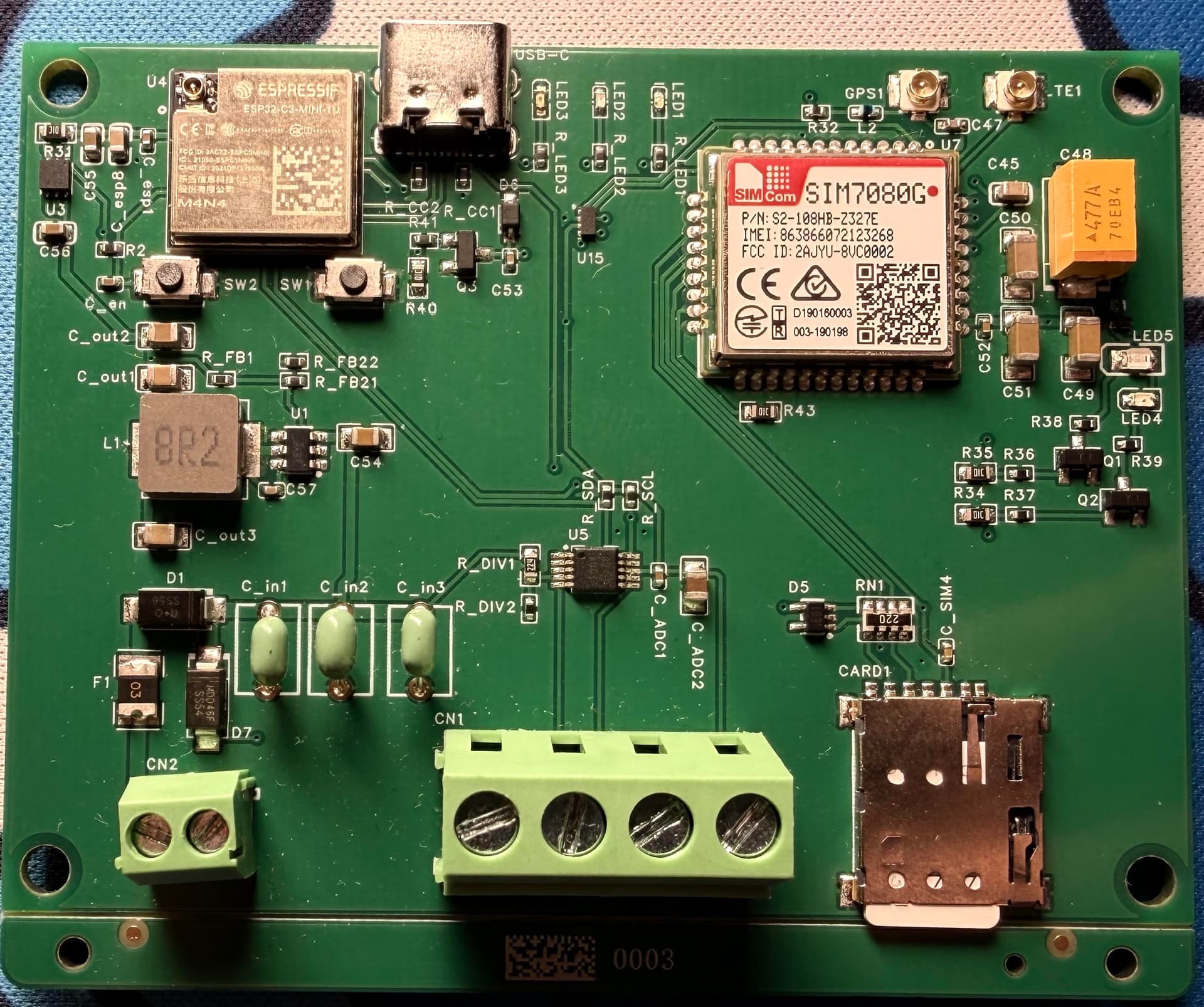 HullSense PCB — custom hardware designed for marine monitoring