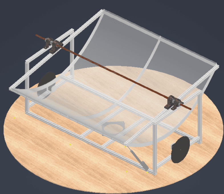 SolidWorks CAD model of the solar collector assembly
