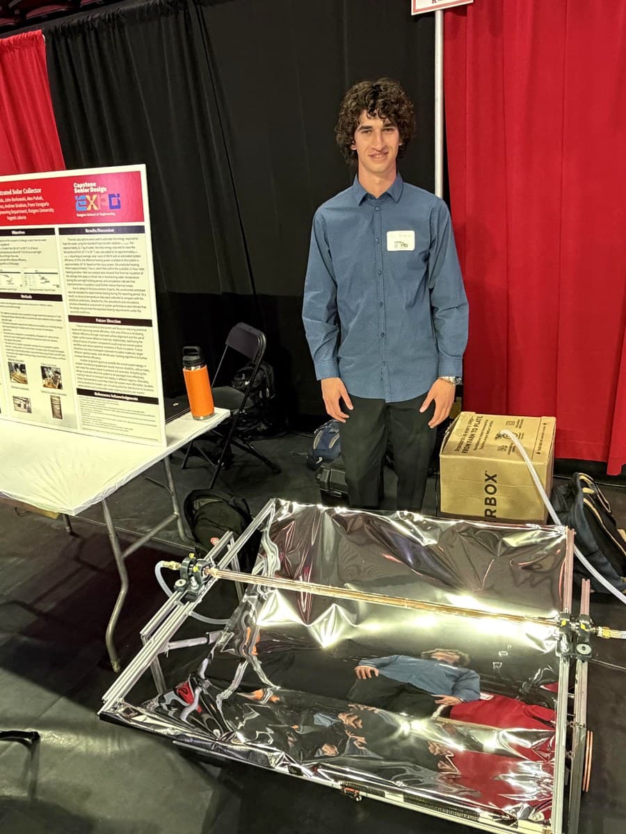 John Borkowski presenting the solar collector project at Rutgers EXPO